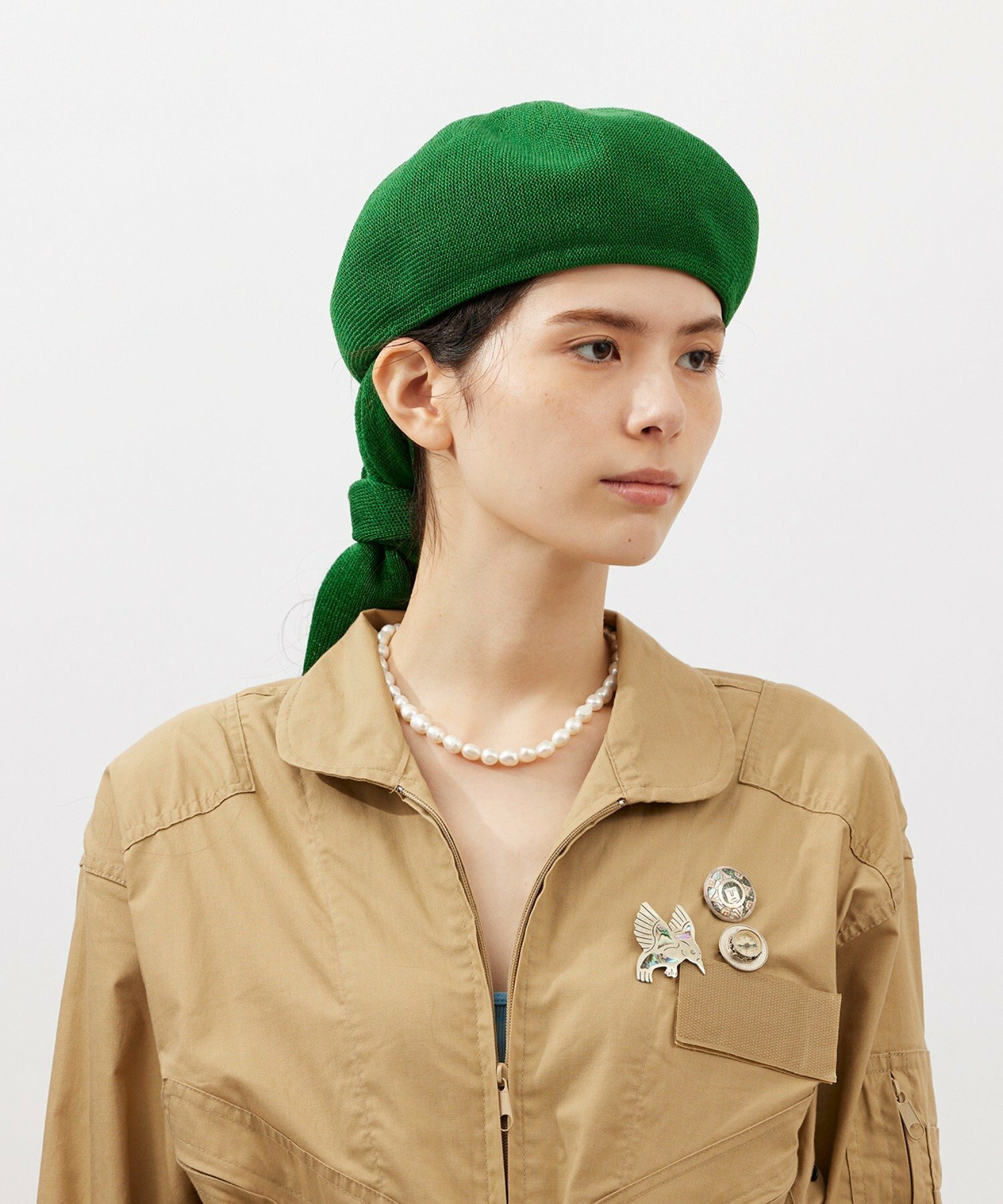 La Maison de Lyllis/(U)WU ウー ニットスカーフ付きベレー帽 MADE IN JAPAN 日本製 ラメゾンドリリス 2241022